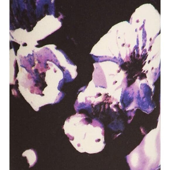 Purple‎ & Black Floral Flower Blossom Printed Leggings Tights - Picture 4 of 5